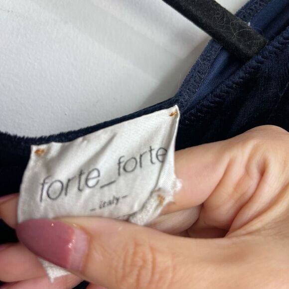 Forte Forte Womens Bodysuit One Piece One Shoulder Velvet Blue Size Small - Picture 3 of 7